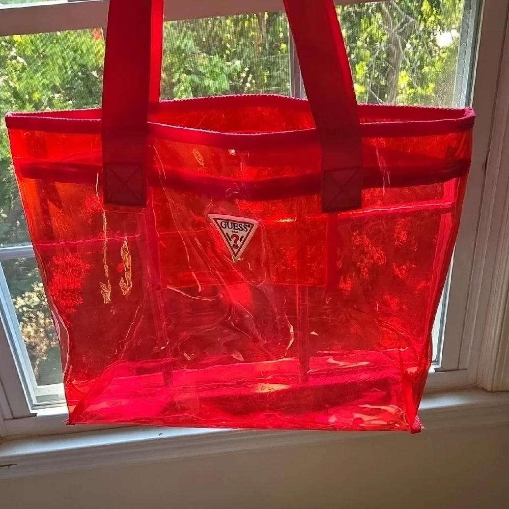 Guess Red Clear Tote - Picture 2 of 9